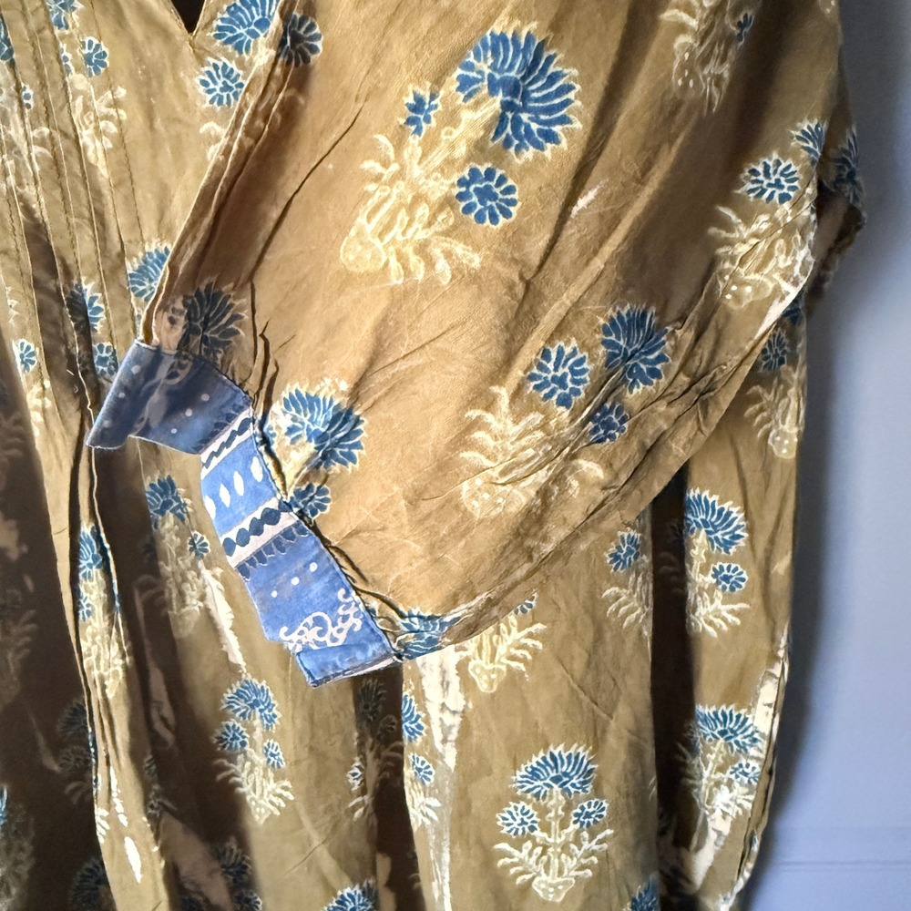 Jaded Gypsy Womens Blissfully Yours Boho Floral Tunic Top, Olive Blue, OS (NWT) - Picture 10 of 15
